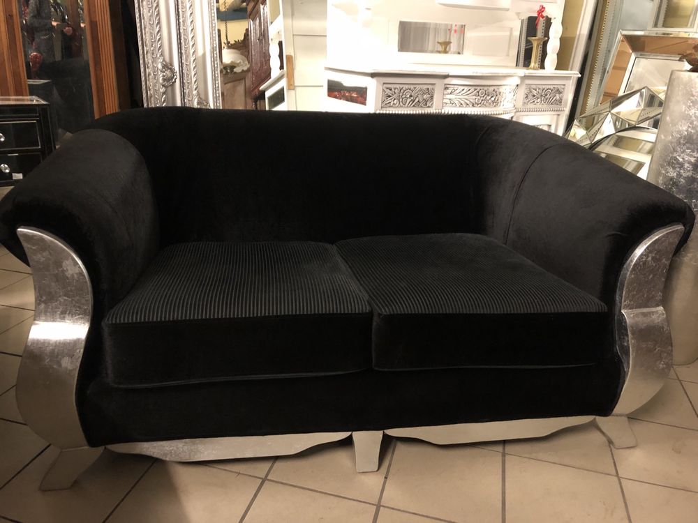 Dwujka sofa  Royal  czarna  glamour