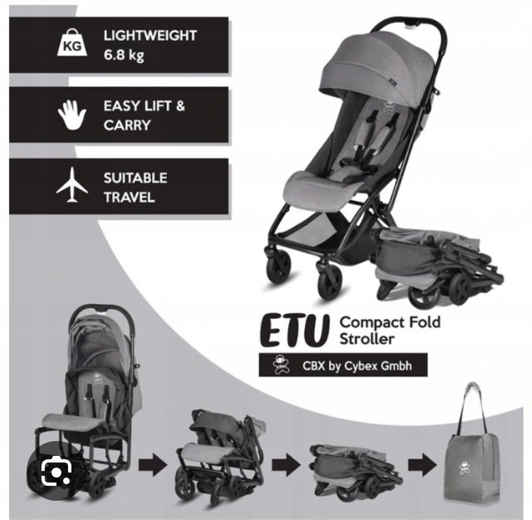 Cybex etu plus wózek kompaktowy spacerówka do samolotu składany