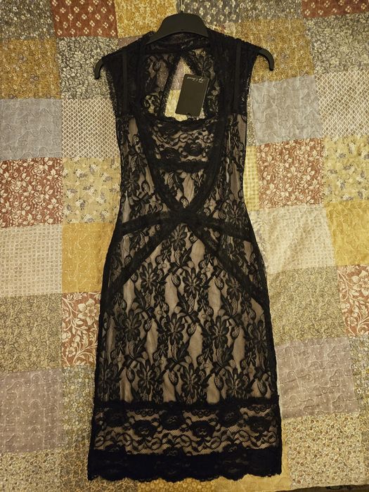 Sukienka Top Secret czarna koronkowa r. 34 XS z metką UNIKAT!