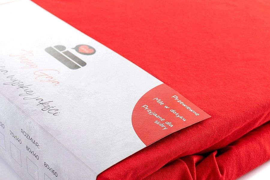 Prześcieradło 140x200 na materac bawełniane JERSEY z gumką Gaja CZERWO