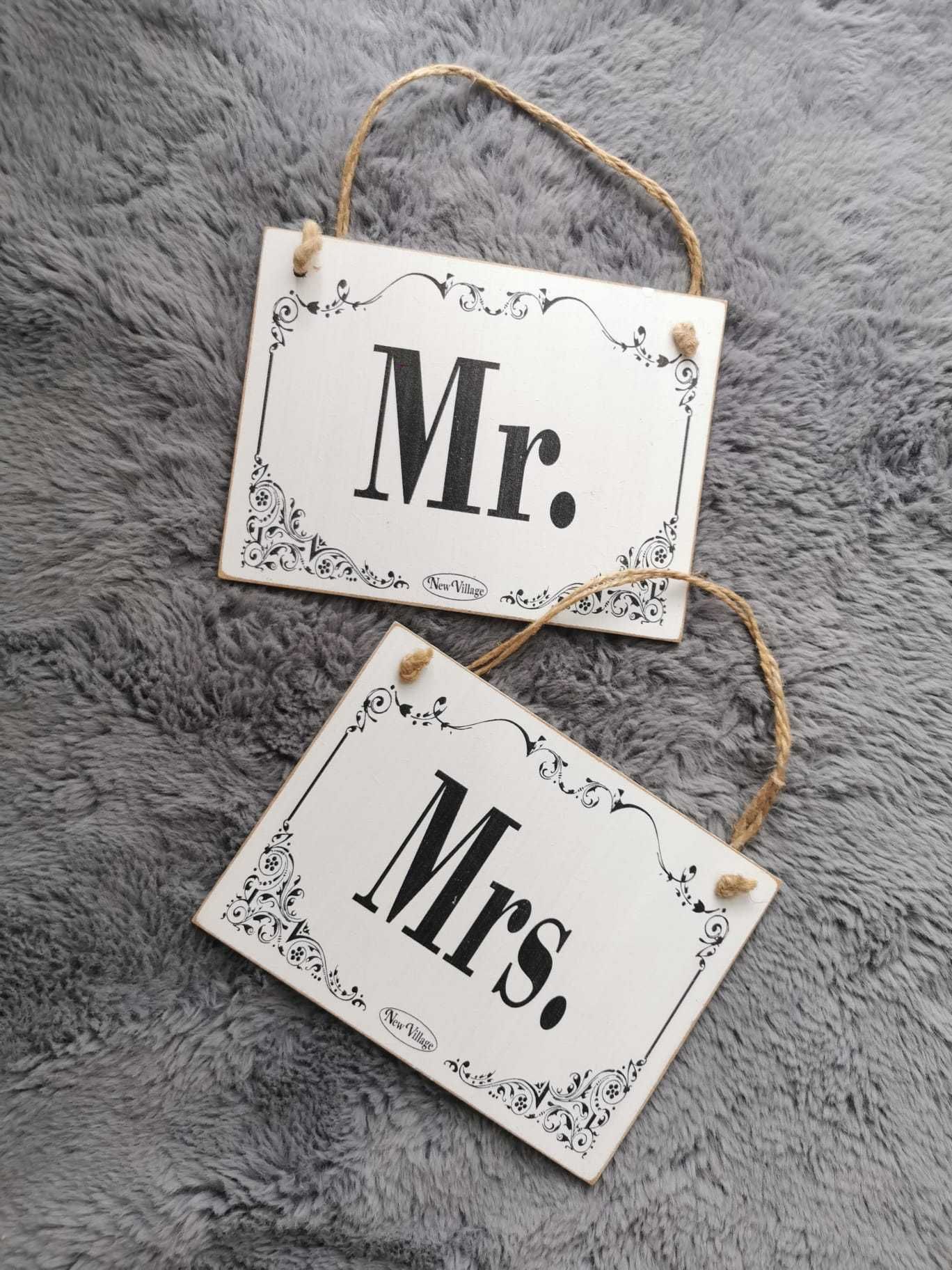 Tabliczki Mrs & Mr na ślub, dekoracje na ślub, wesele, vintage