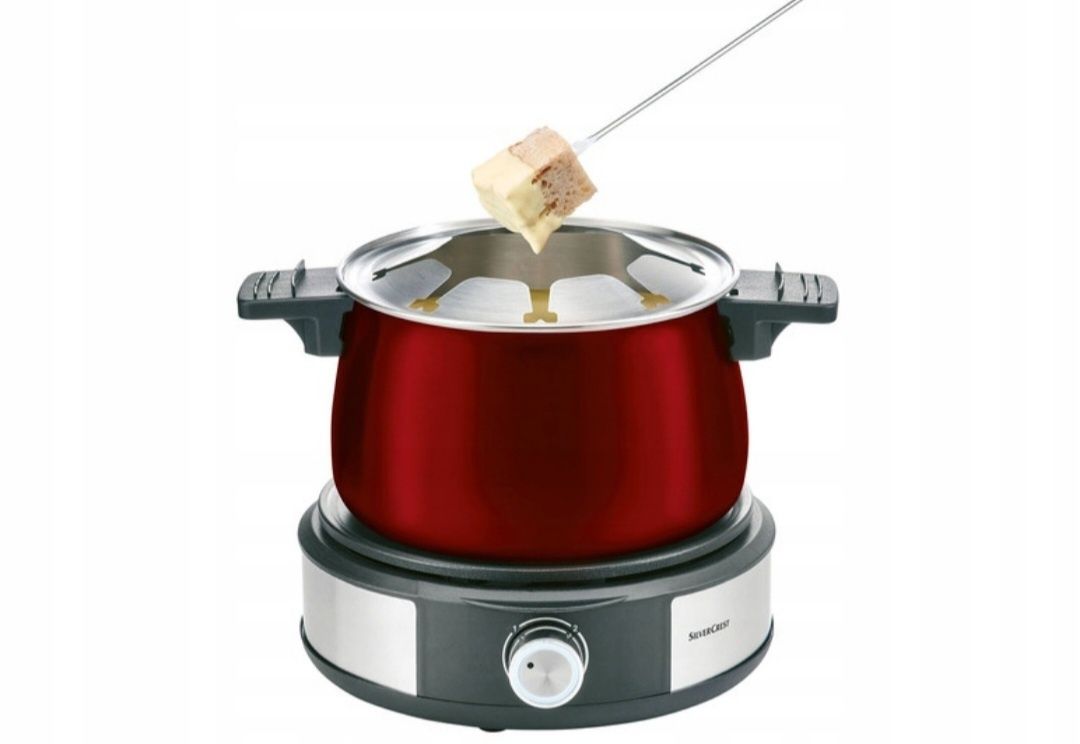 Elektryczny zestaw do fondue silvercrest czerwony ser czekolada
