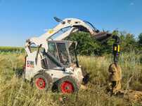 Ямобур. Гидробур на базе Bobcat. Бурение отверстий. Работаем с НДС.