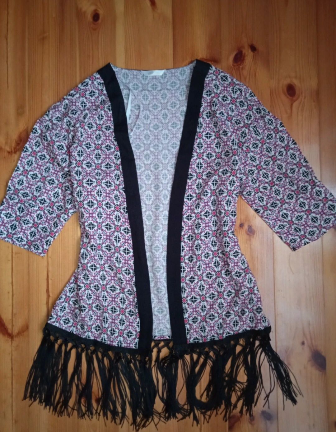 Kimono z frędzlami etno wzór S