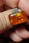 Серебряное кольцо СССР большой янтарь невероятной красоты 1960-е
