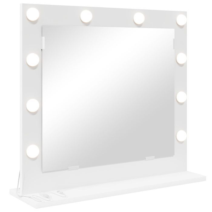 Vidaxl Lustro Toaletowe  Z Oświetleniem Led Białe 60X55X18 Cm
