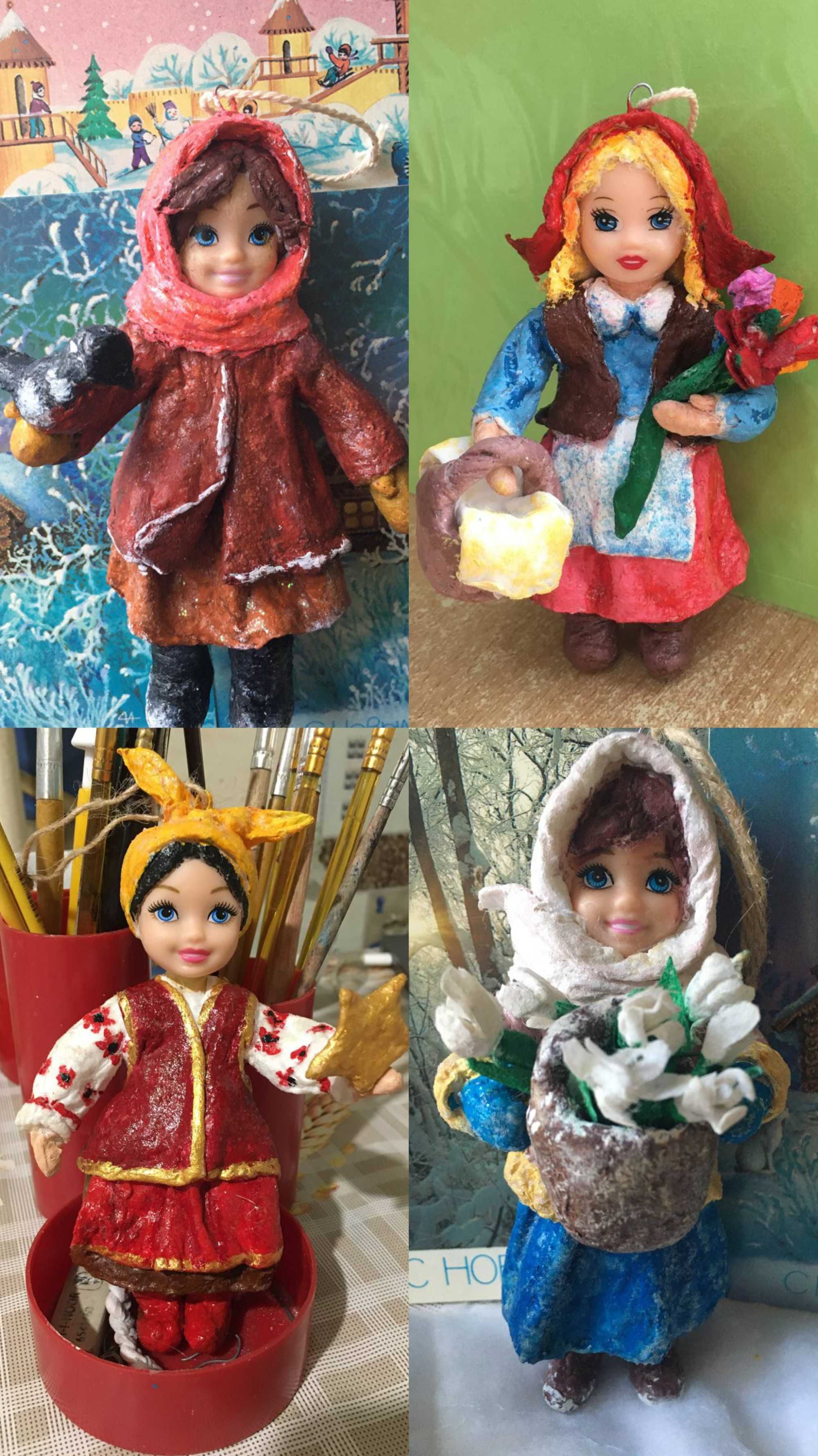 Ватна іграшка україночка з маками дівчина з серцем сувенір handmade