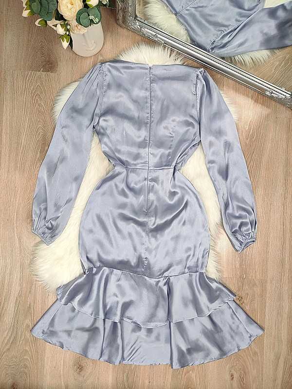 Fioletowa liliowa sukienka midi elegancka, na wesele, komunię, chrzest