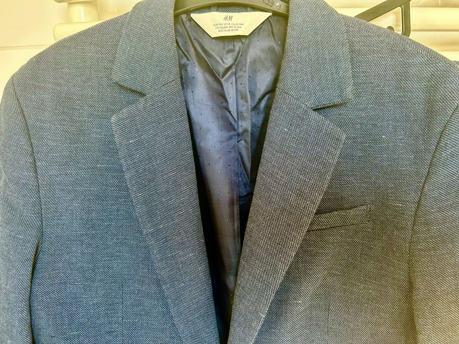 Garnitur Lniany granatowy 164cm H&M