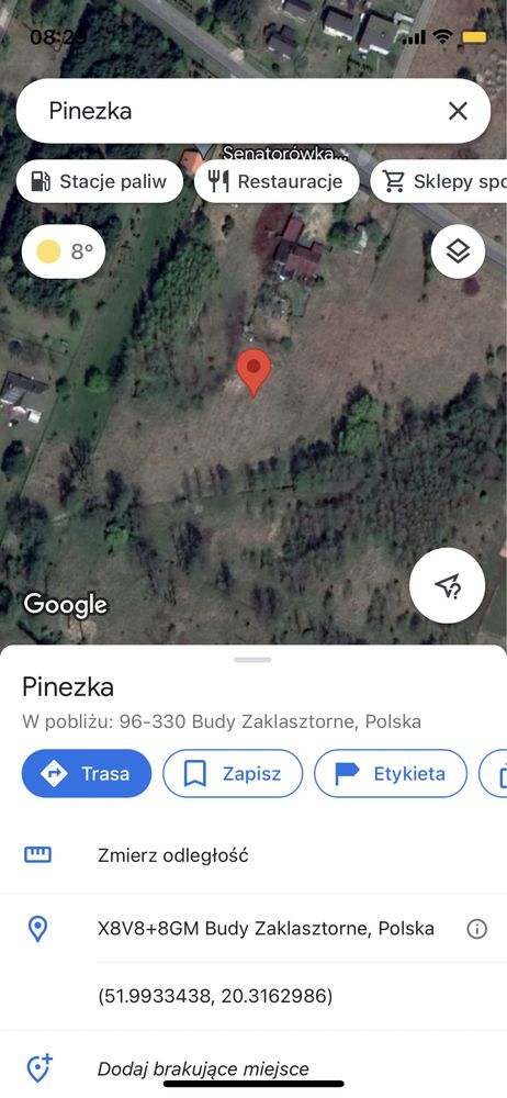 Puszcza Mariańska Budy Zaklasztorne piekna działka z WZ pkp