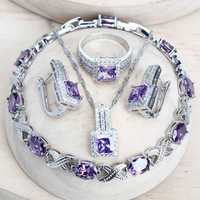 Komplet biżuterii srebrnej w kolorze fioletowym