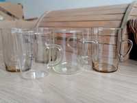Stare szklanki z cienkiego szkła PRL szklaneczki barwione