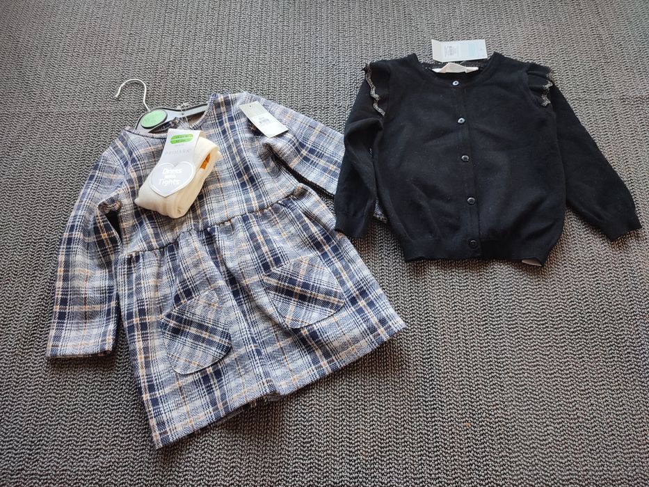 Komplet ciepłej sukienki, rajstop na 1,5-2 lata