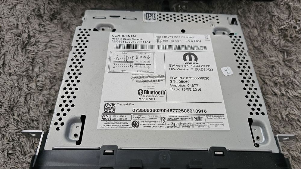 Rádio Fiat 500 Uconnect 5"