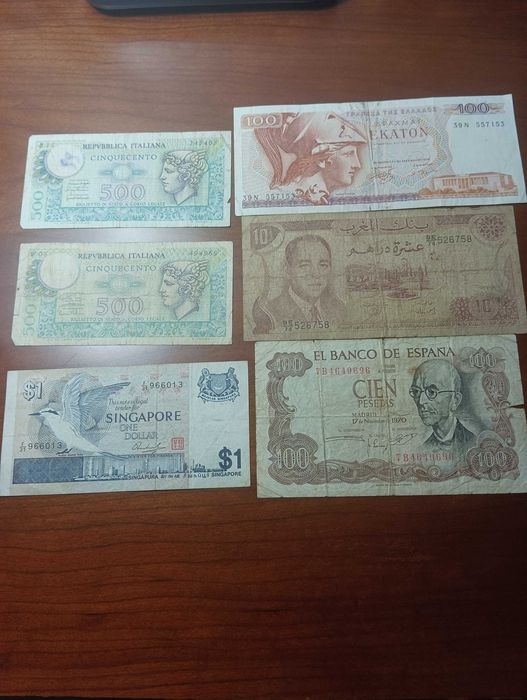 Notas da Grécia, Itália, Espanha,Singapura e Marrocos