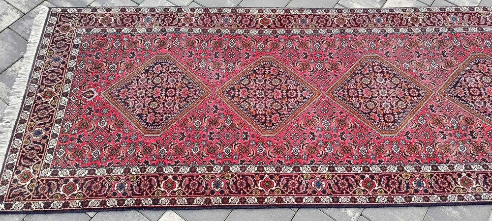 Bidjar Medallion dywan wełniany chodnik tkany ręcznie 300 x 95 cm
