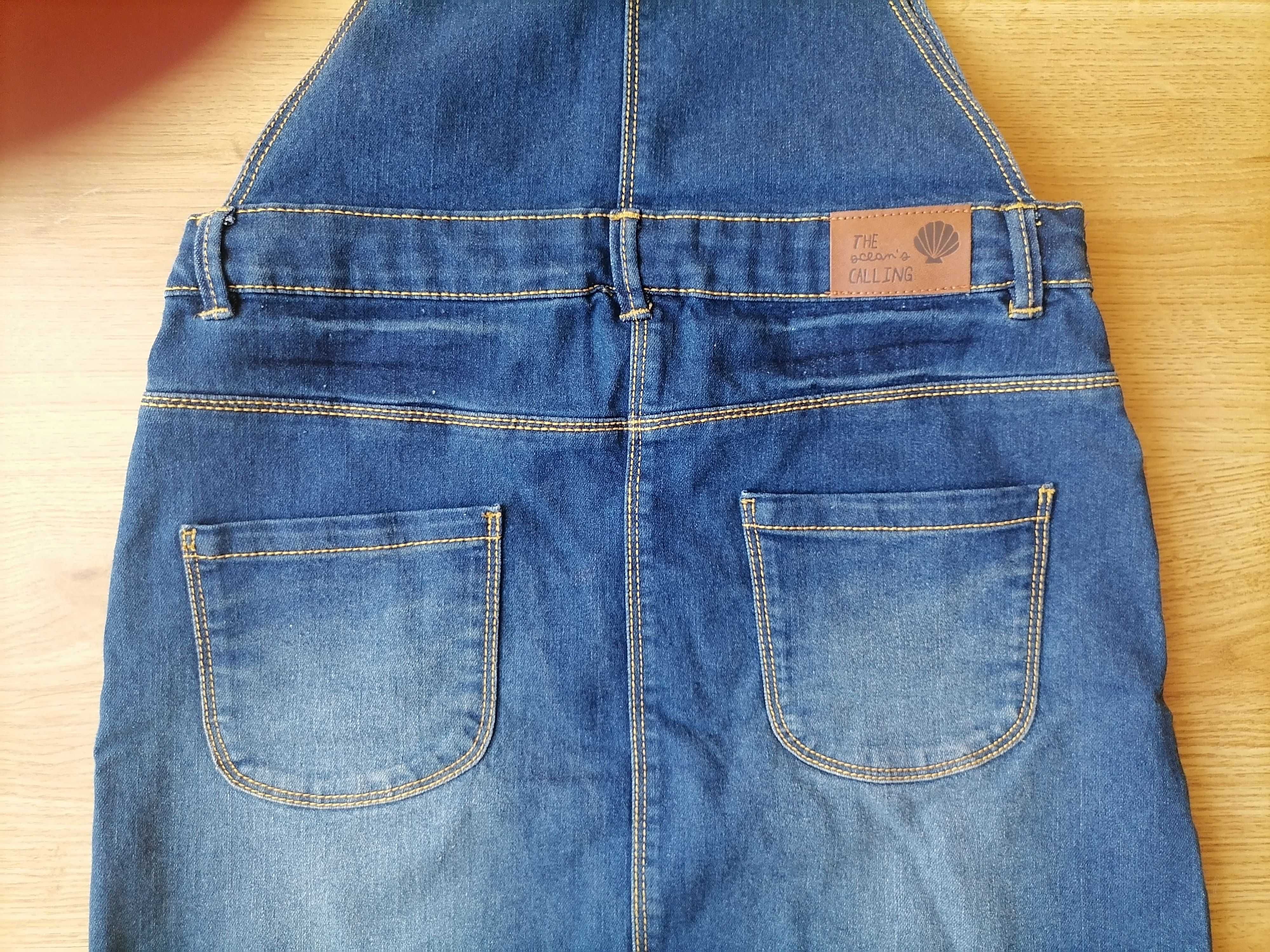 Spódnica jeansowa na szelkach typu ogradniczka, COOL CLUB roz. 164
