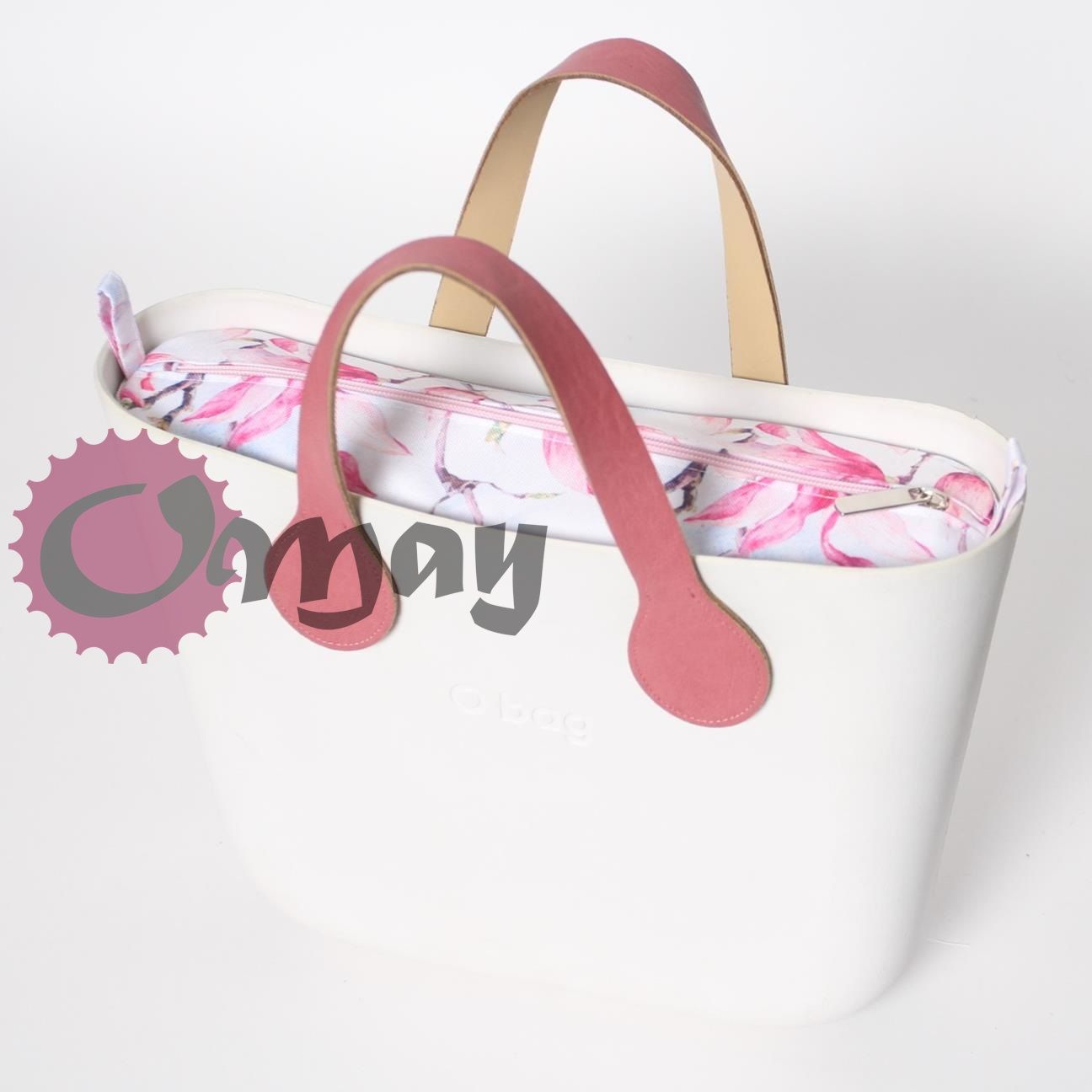 organizer OBAG MINI kwiaty magnolie różowe 2 kieszenie wkład OMAY