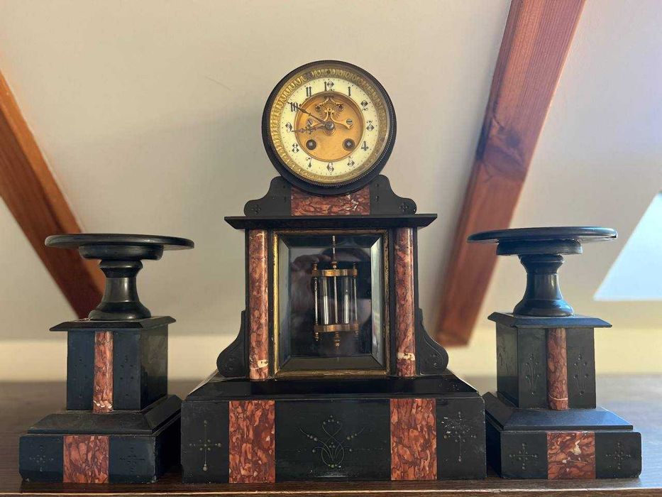 Zegar Brocot czarny marmur