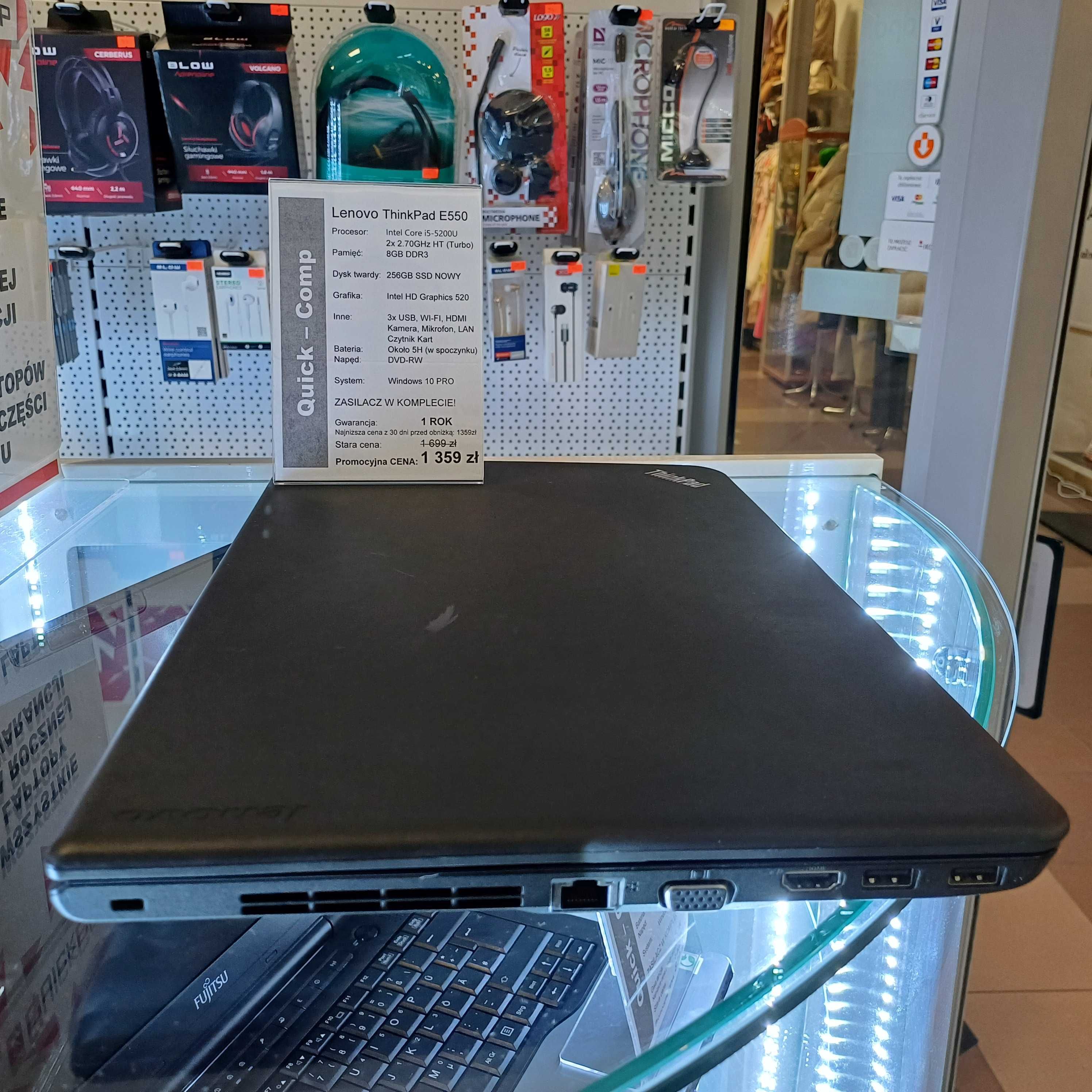 Laptop Lenovo ThinkPad E550 i5 / 16GB / 256GB SSD / 1 ROK GWAR W10