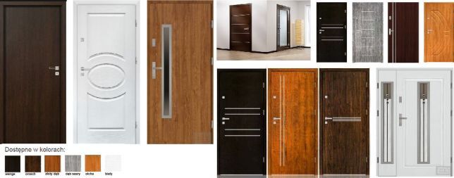 Drzwi zewnetrzne WEJŚCIOWE drewniane-metalowe do mieszkania z montażem