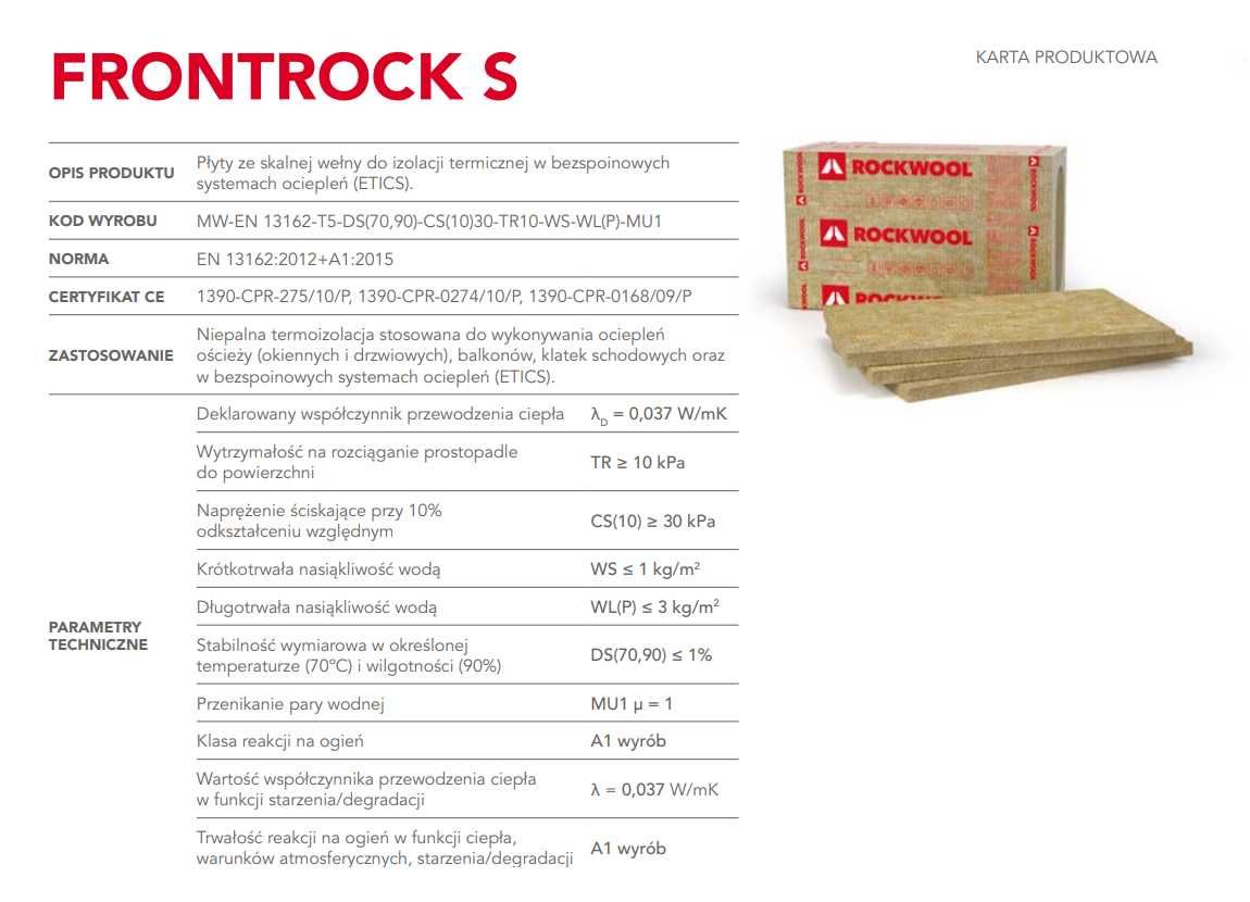 Rockwool FRONTROCK S 0,037 wełna skalna 2-5cm petralana paroc ursa