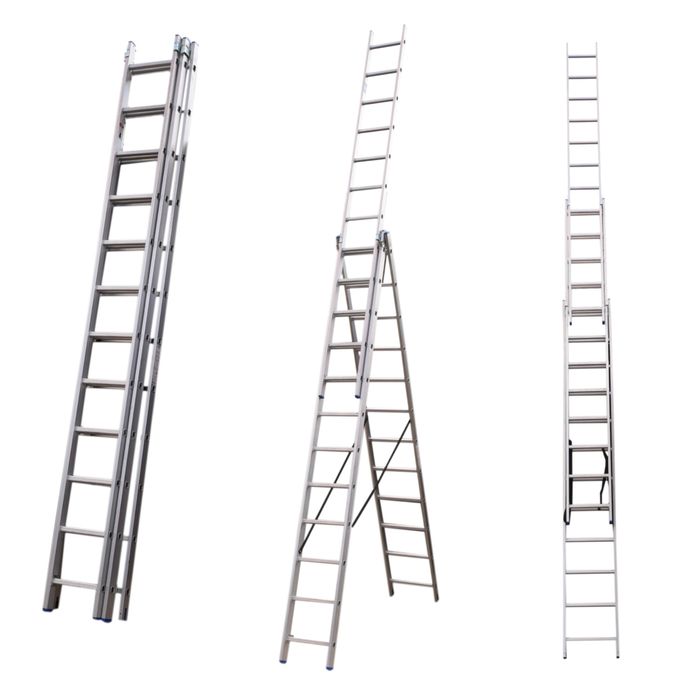 Драбина  універсальна алюмінієва DOZER 3х9 (максимальна висота 6м).