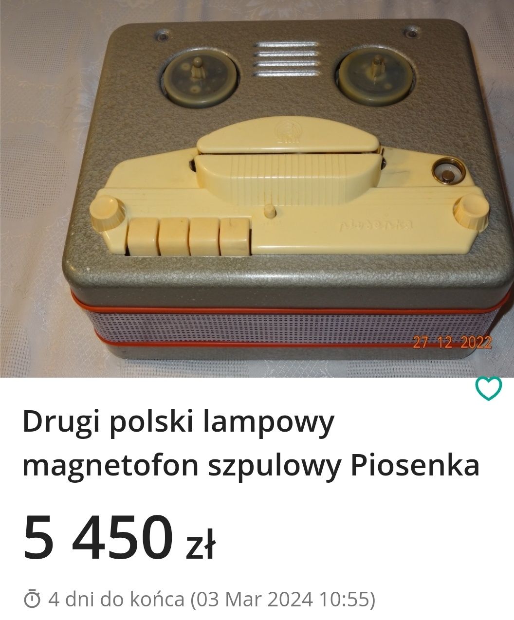 Magnetofon szpulowy unikat antyk piosenka