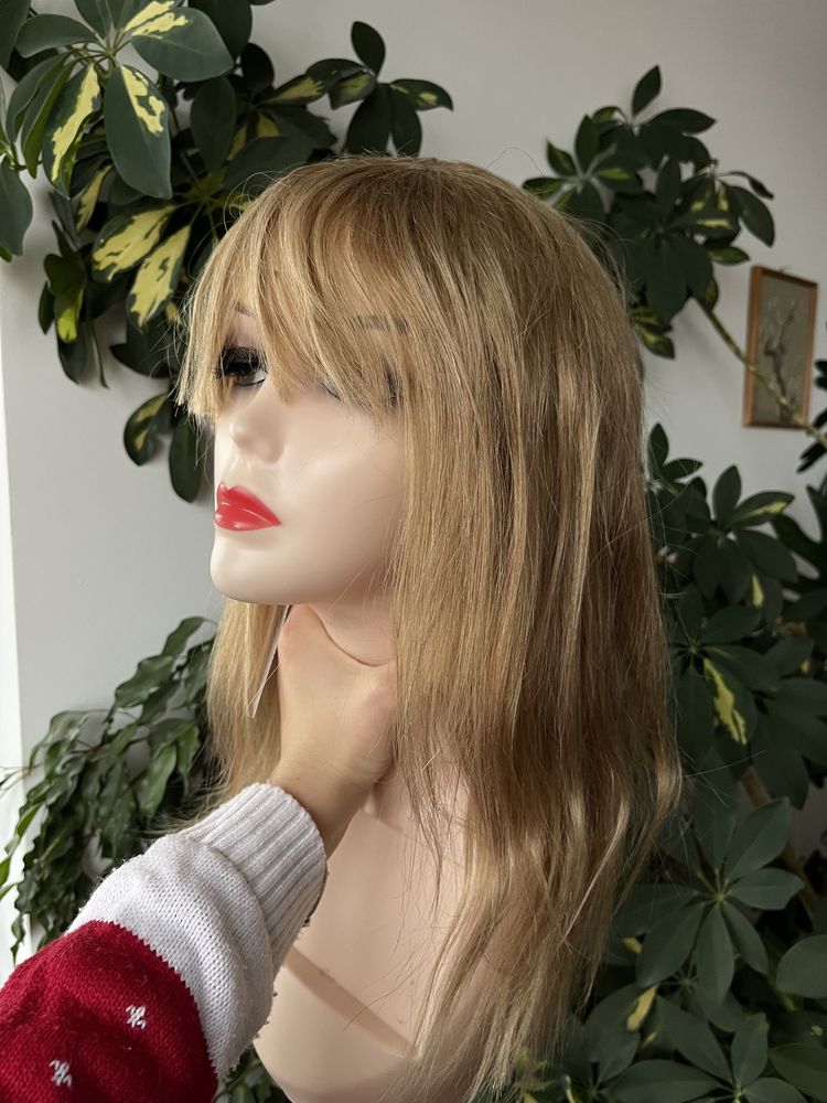 Peruka 100% wlosy naturalne miodowy blond