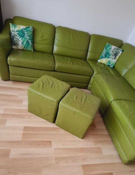 Kanapa skórzana  zielona