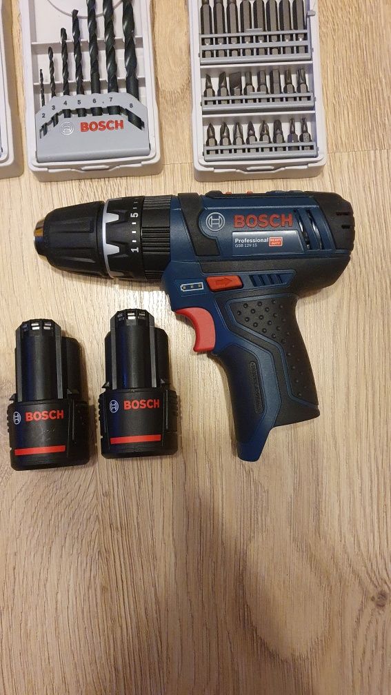 Wkrętarka udarowa Bosch GSB 12V-15 2x GBA 2Ah. Nie używana.