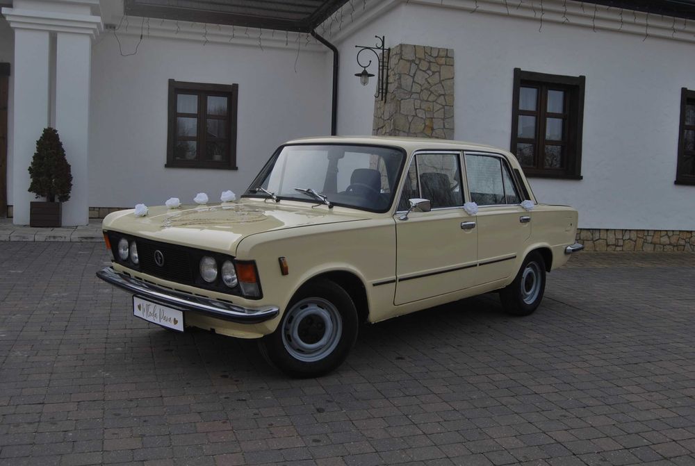 Wynajem ŚLUBNY, EVENTOWY, PRYWATNY Fiat 125p w kolorze kości słoniowej