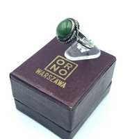 Srebrny pierścionek ORNO piękny z zielonym oczkiem