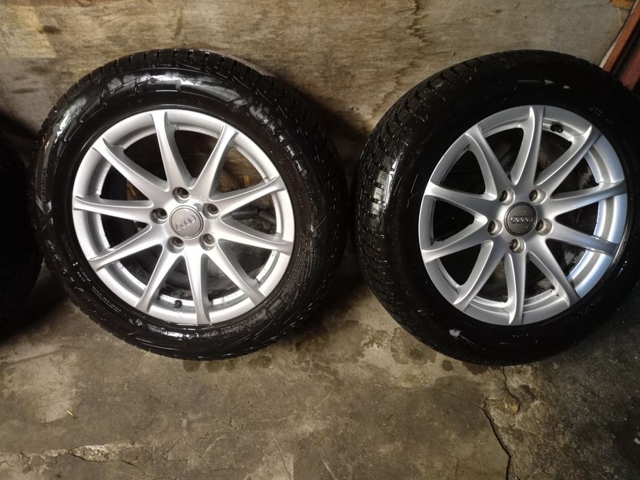 Koła oryginał Audi pasuje VW Skoda 5x112 7Jx16H2 opony zima stan bdb