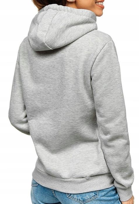 Damska Bluza Dresowa Kangurka Z Kapturem Ocieplana M Szara Jasna