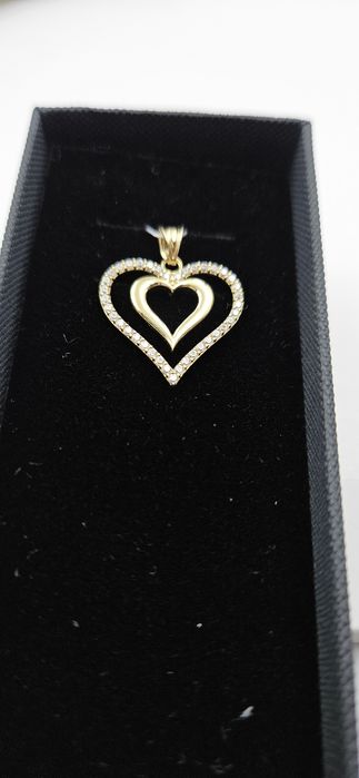Złota zawieszka serce z cyrkoniami 585 GOLD MONEY