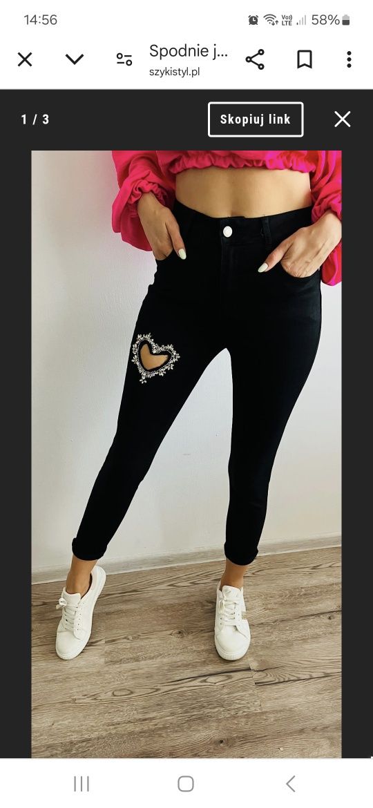 Czarne jeansy push up ze zdobieniem