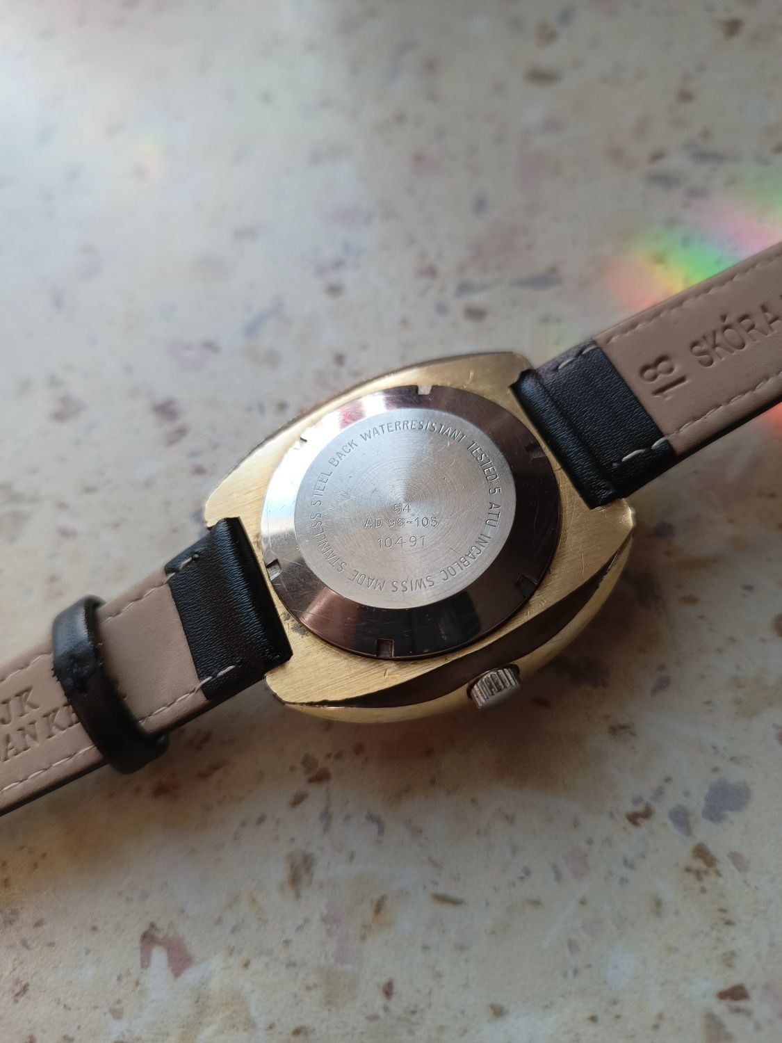 Zegarek na rękę Alpina lata 70 złocony