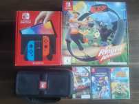 Nintendo switch OLED Neon red&blue S (plus dodatki)