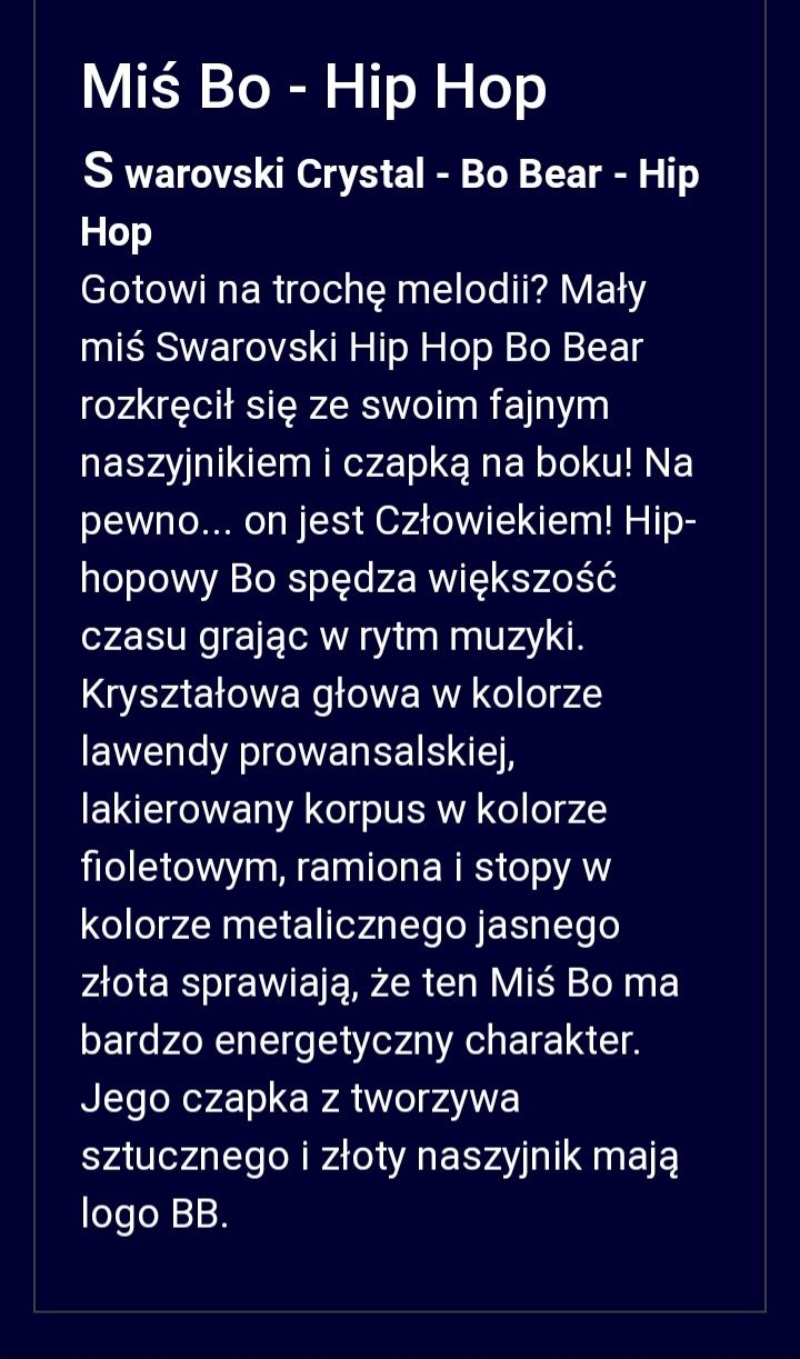 Kryształowa figurka Swarovski Miś Bo-Hip-Hop