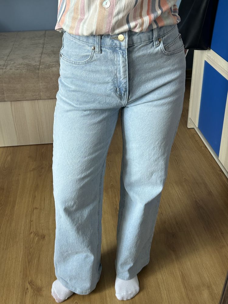 Jeansy damskie wide leg petite H&M S/36