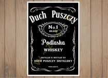 Etykiety samoprzylepne Duch Puszczy na alkohol weselny 80x114 naklejki