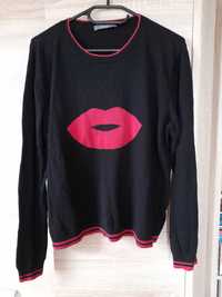 Sweter damski czarny, usta, OASIS, rozmiar M / L