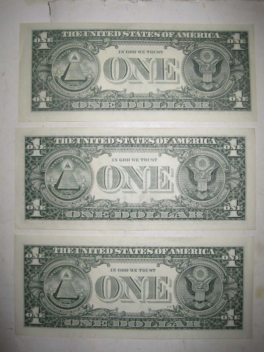 Купюра один доллар 1 США 1995 2003 2009 2013 год выпуска