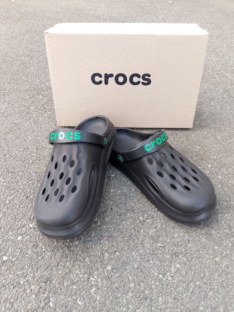 Сабо кроксы Crocs женские Шлепанцы тапочки черные пляжные резиновые