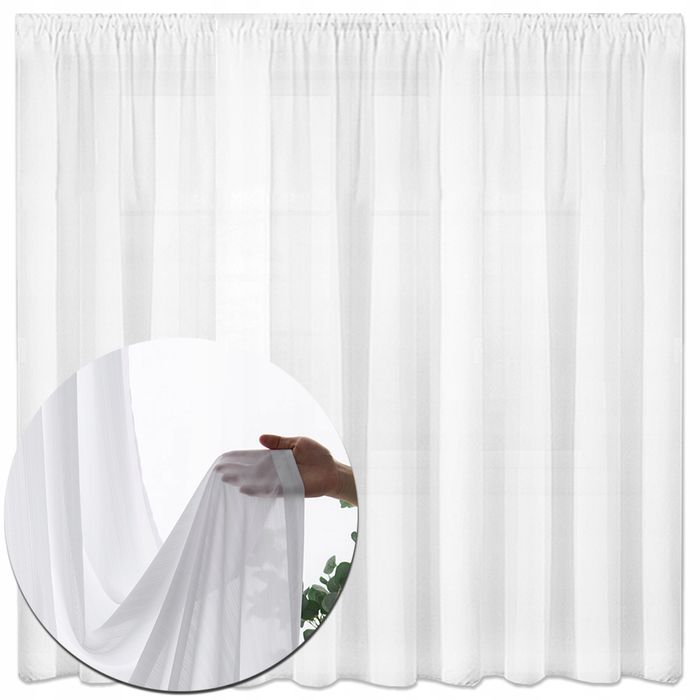 Firanka Woalowa Śnieżnobiała 500x270 na Taśmie
