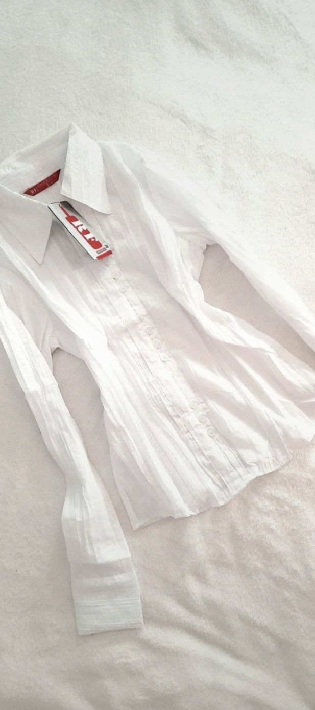 OKAZJA Nowa biała koszula bawełna szkoła wiosna shirt 36 s 38 m xs 34