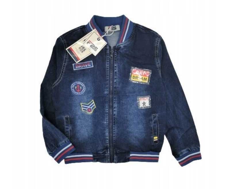 Jeansowa kurtka bomber dla chłopca naszywka nowa 170-176