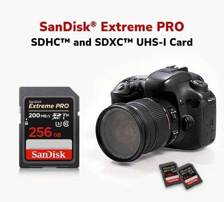 Карта памяти sandisk extreme pro 128/256 gb для съёмки фото и видео.
