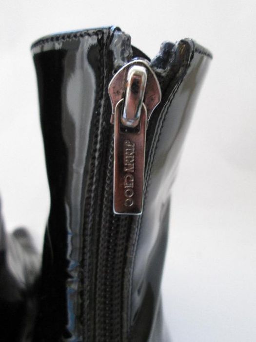 JIMMY CHOO lakierowane botki na szpilce r. 37,5